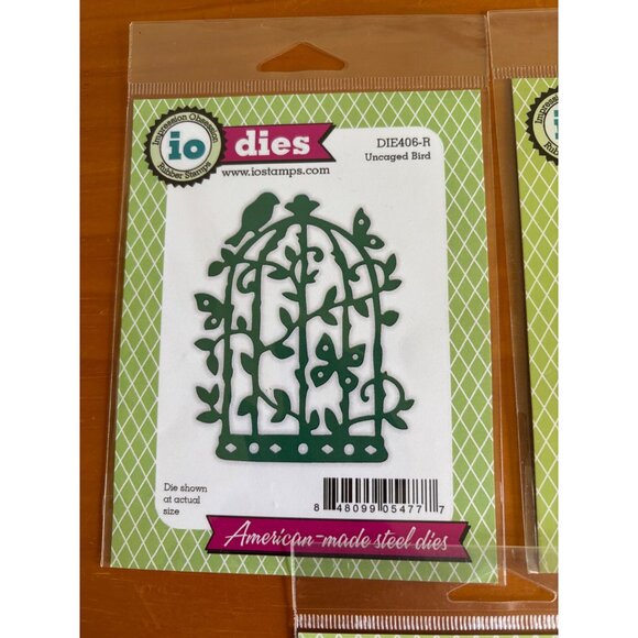 IO Stamps Metal Die Set Of 3 Uncaged Bird Wrought Iron Fence & Winter Fairy - Picture 4 of 10